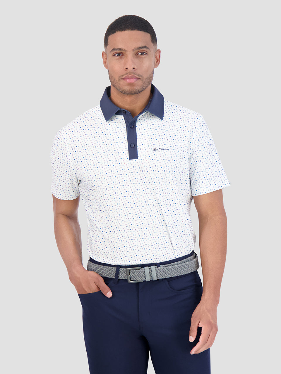 Polos Ben Sherman Polka Dots Tech Jersey Sports Fit Blanche | WCH-36998155